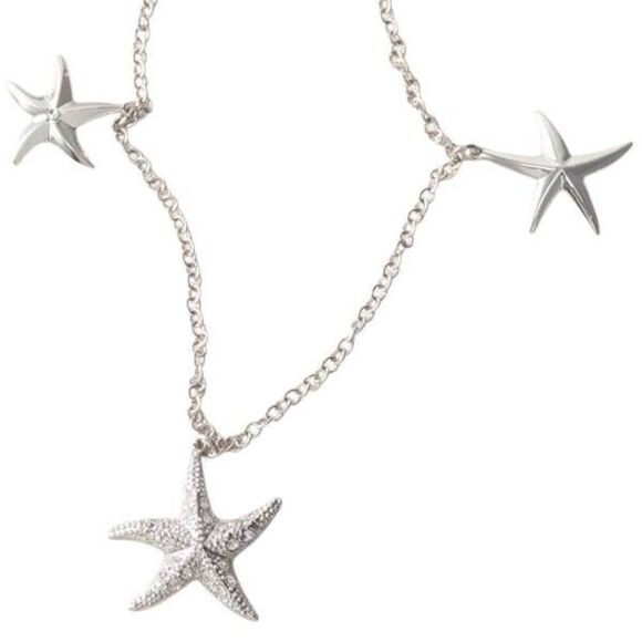Touchstone Crystal Swarovski South Beach Silver Starfish Anklet - Picture 1 of 3